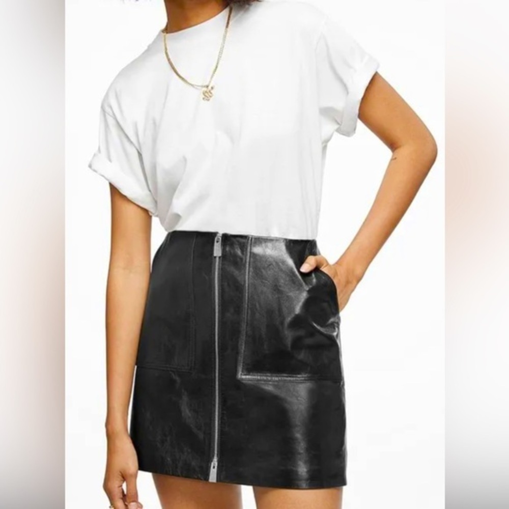 Anine Bing Lamb Leather Skirt XS